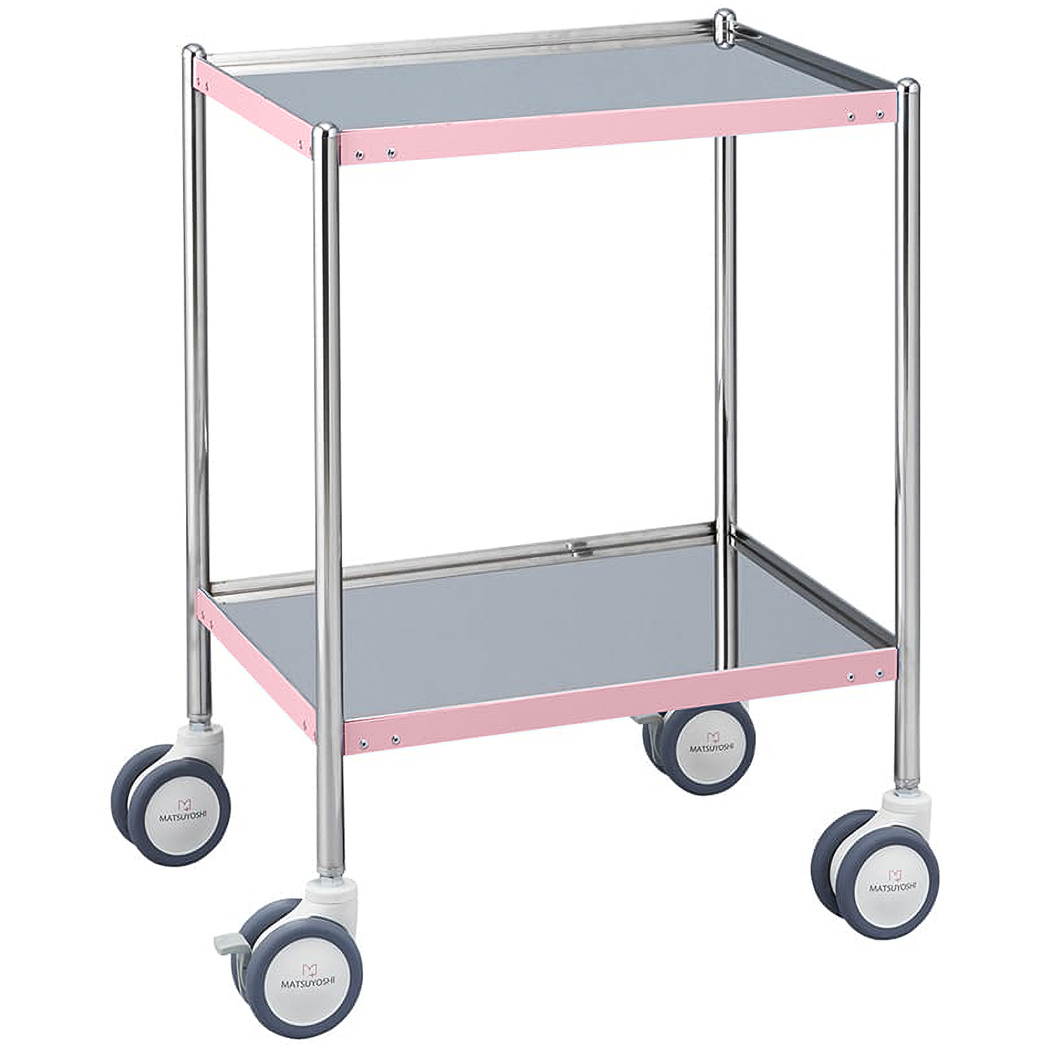 マツヨシ カラーライン器械台 カート(回診車) 24-2513-00 MATSUYOSHI MY-CL100P(ピンク)