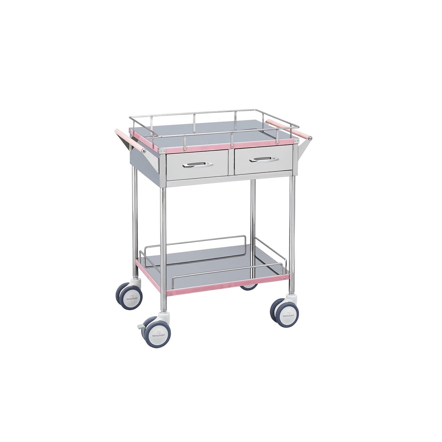 マツヨシ カラーライン回診車 カート(回診車) 24-2523-00 MATSUYOSHI MY-CL210P(ピンク)