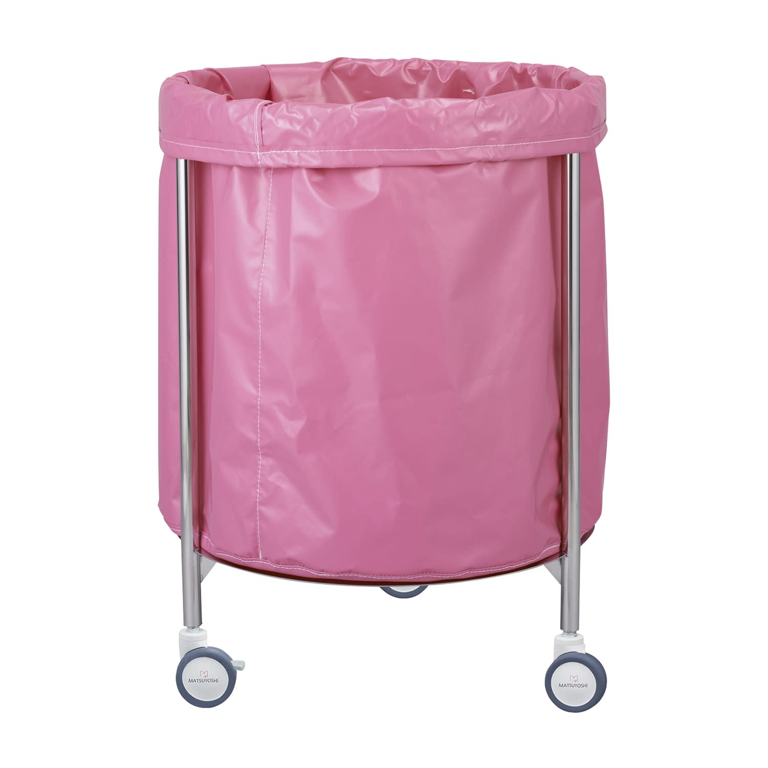 カラーランドリーカート(丸型) 24-2526-0002 ピンク MATSUYOSHI MY-LCCA(600X800MM)