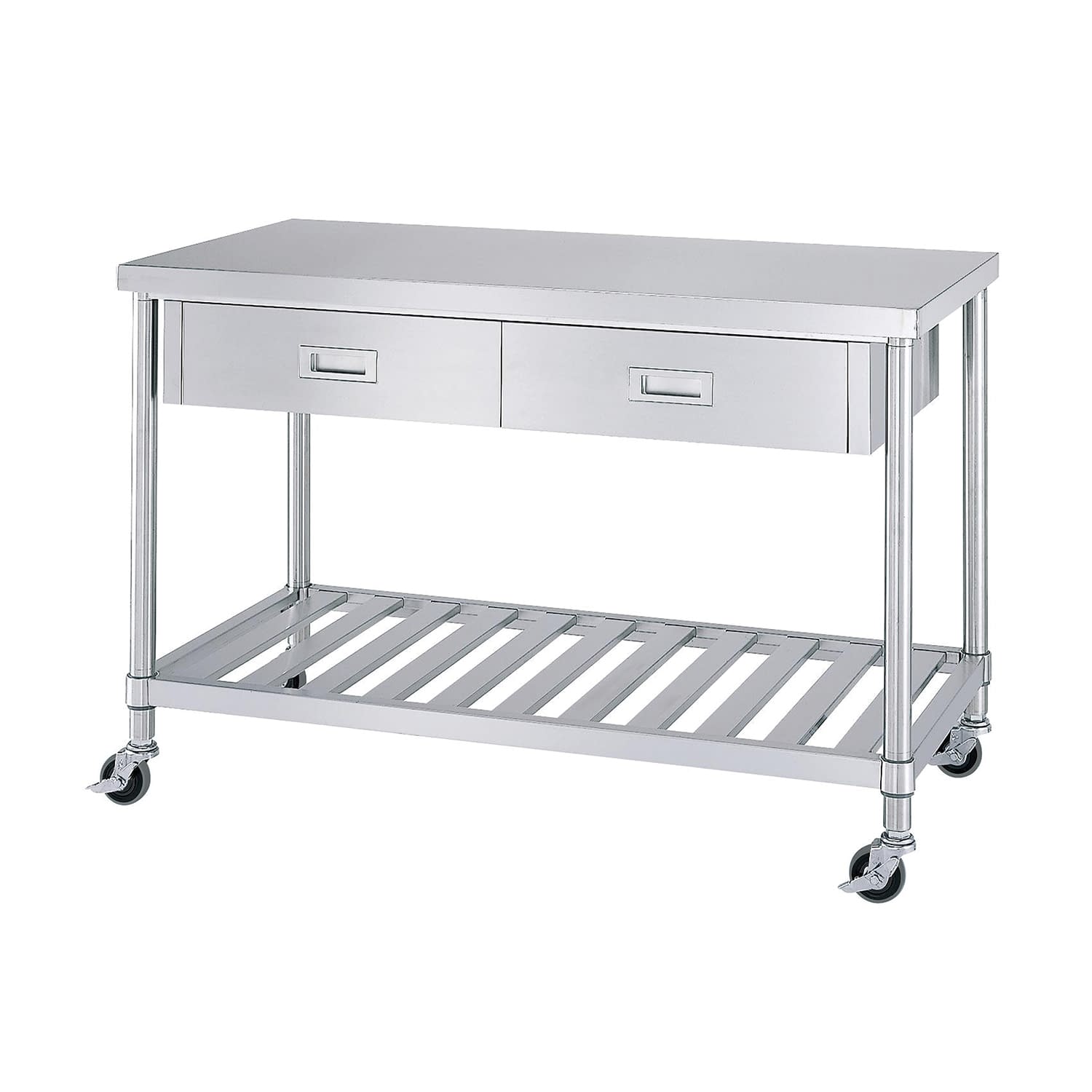 ステンレス作業台(片面引出付) 作業台(中材) 24-2459-00 日本医理器材 NO.12060(W1200MM)