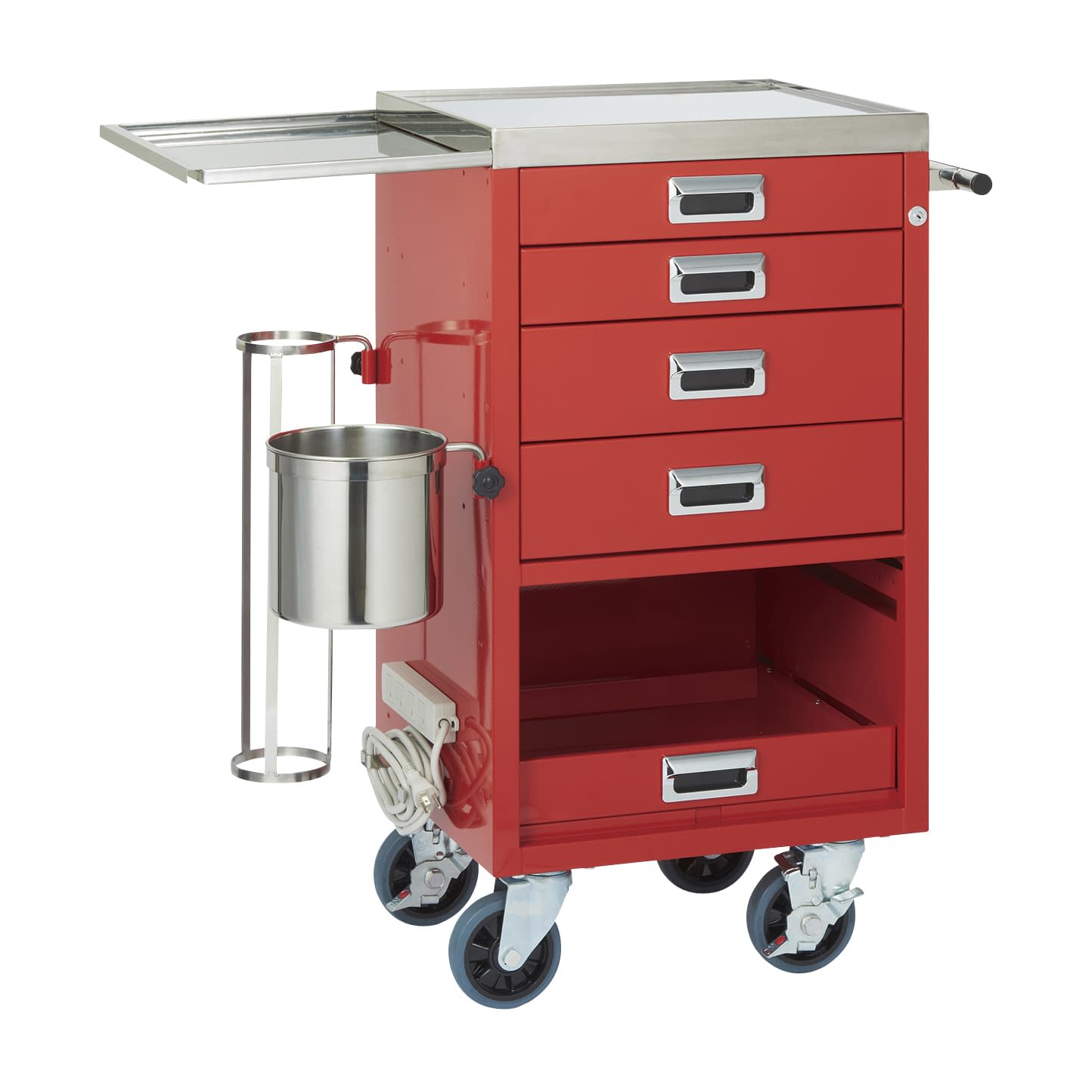 コンパクトオープン救急カート(4段) 4段 エマージェンシーカート 24-2500-00 MATSUYOSHI YL-EC04R