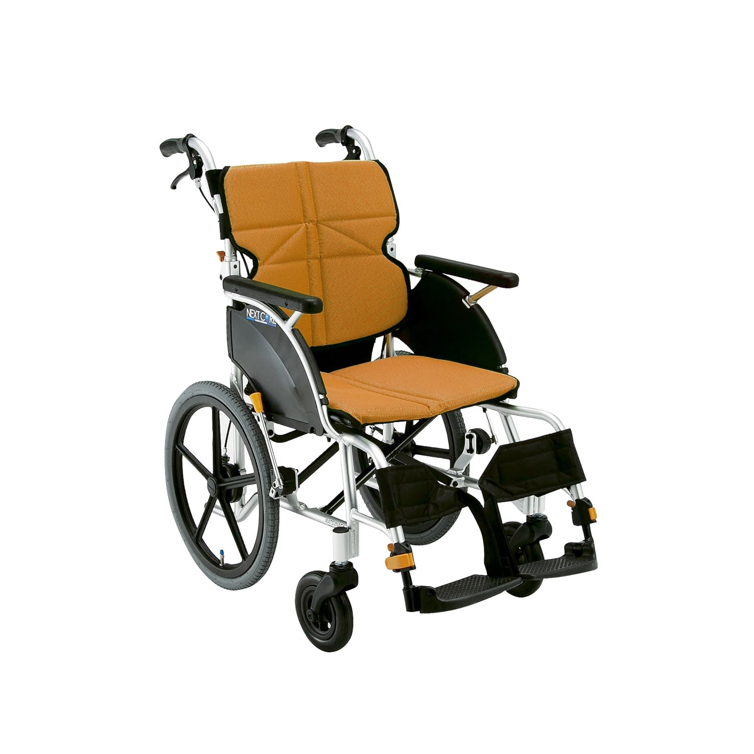 車いす ネクストコア(介助・アルミ) 介助用 24-2541-0101 オレンジ 松永製作所 NEXT-21B