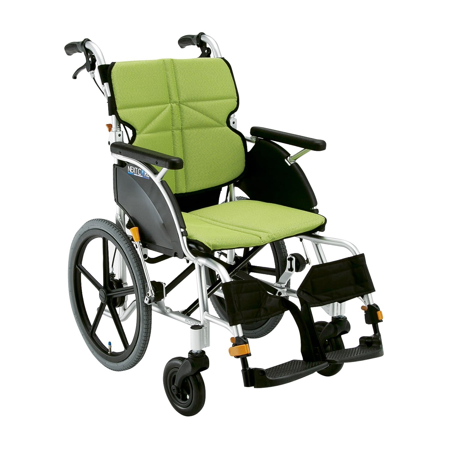車いす ネクストコア(介助・アルミ) 介助用 24-2541-0103 ライトグリーン 松永製作所 NEXT-21B