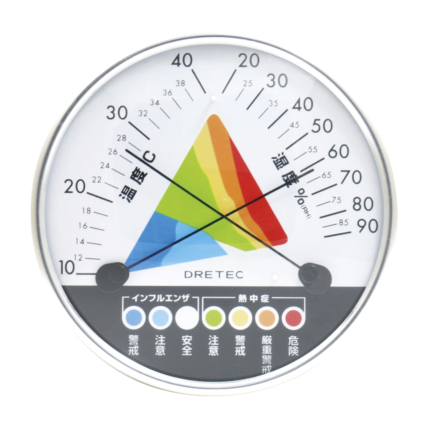 熱中症インフルエンザ警告温湿度計 23-7887-00 ドリテック O-311WT