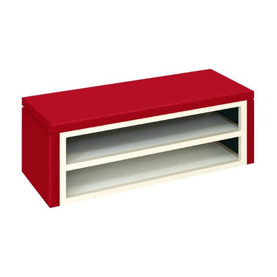 下駄箱ベンチ 23-7936-0114 レッド 高田ベッド製作所 TB-858-01(90X35X40CM