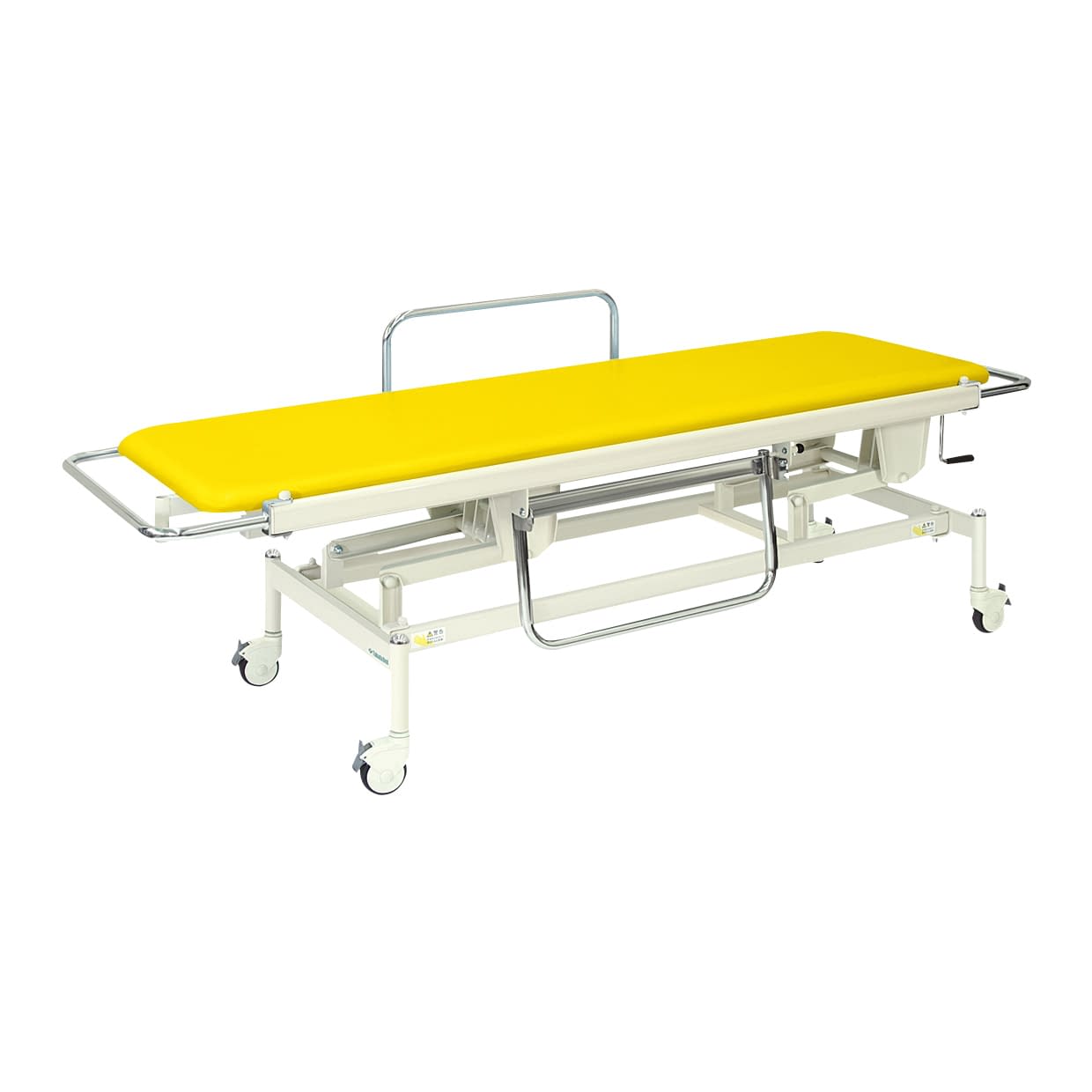 手動昇降式ストレッチャー100 背上げ機構なし 24-3194-0008 ビニルレザーイエロー 高田ベッド製作所 TB-625(60X200X48-86)