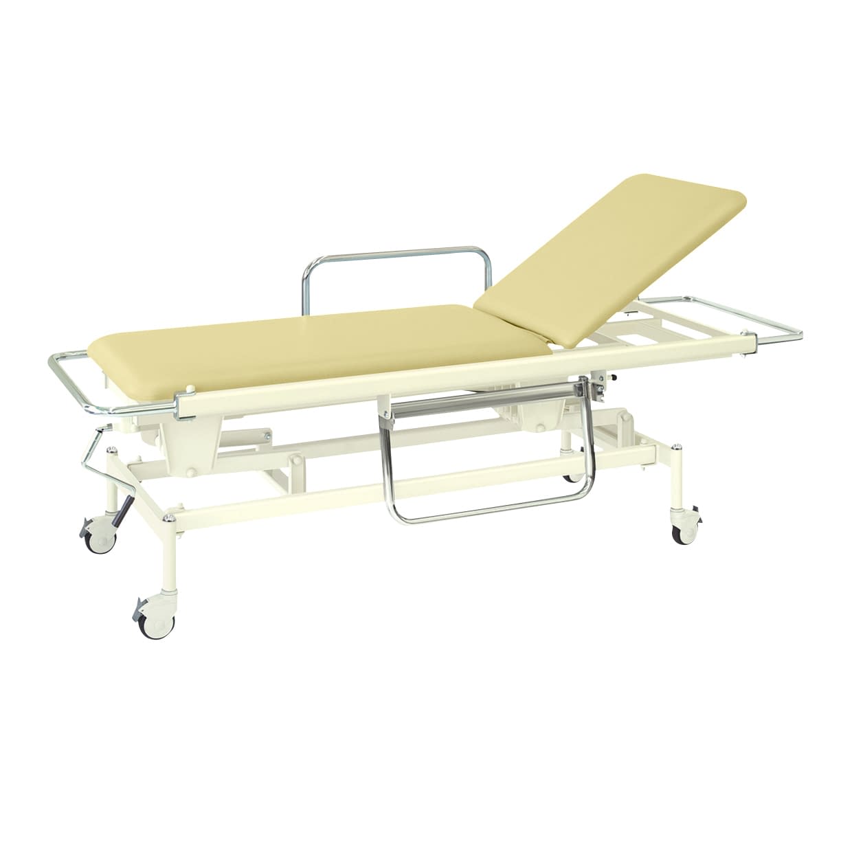 手動昇降式GSストレッチャー100 背上げ機構付 24-3194-0102 ビニルレザーアイボリー 高田ベッド製作所 TB-626(60X200X48-86)