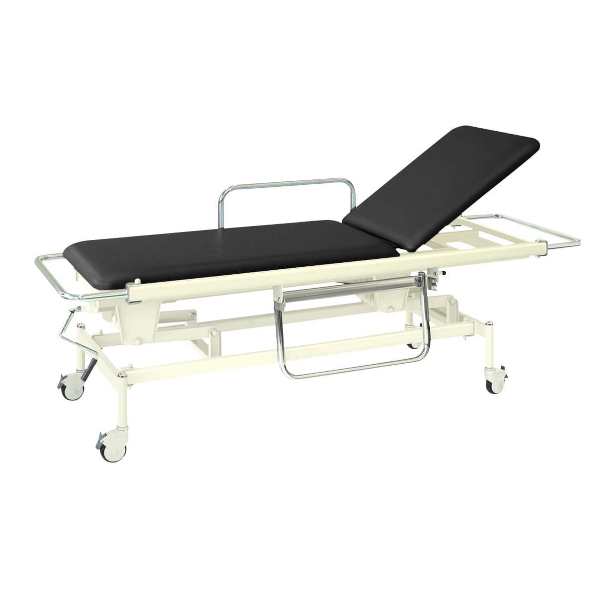 手動昇降式GSストレッチャー100 背上げ機構付 24-3194-0103 ビニルレザー黒 高田ベッド製作所 TB-626(60X200X48-86)