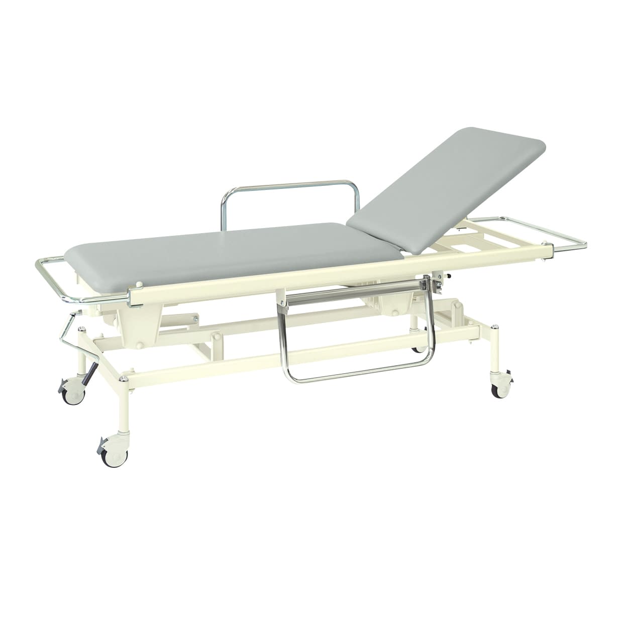 手動昇降式GSストレッチャー100 背上げ機構付 24-3194-0109 ビニルレザーグレー 高田ベッド製作所 TB-626(60X200X48-86)