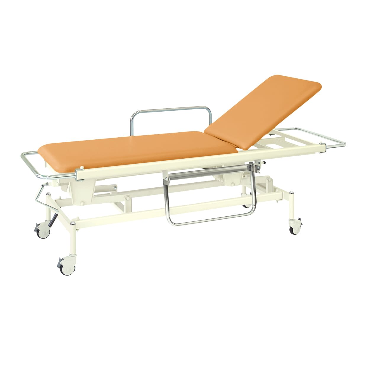 手動昇降式GSストレッチャー100 背上げ機構付 24-3194-0110 ビニルレザーオレンジ 高田ベッド製作所 TB-626(60X200X48-86)