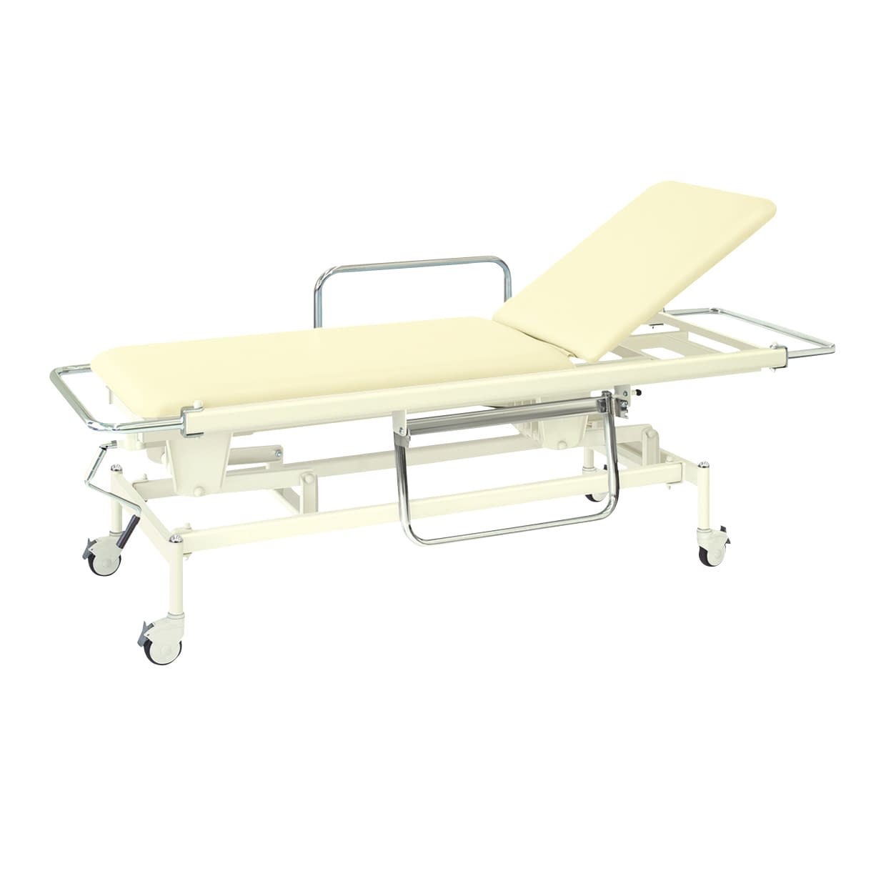 手動昇降式GSストレッチャー100 背上げ機構付 24-3194-0113 ビニルレザークリーム 高田ベッド製作所 TB-626(60X200X48-86)