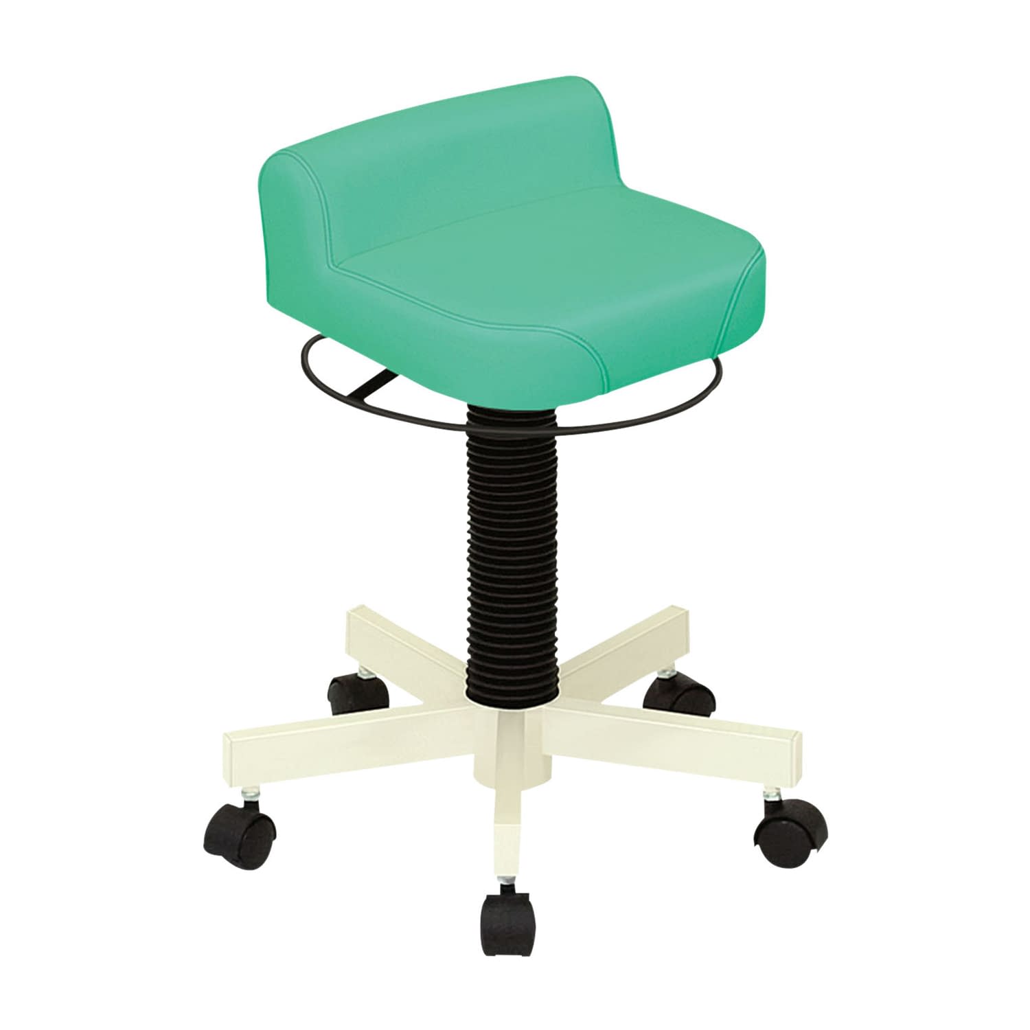 クランケチェア(キャスター付) 24-3212-0005 ビニルレザーライトグリーン 高田ベッド製作所 TB-1113-01