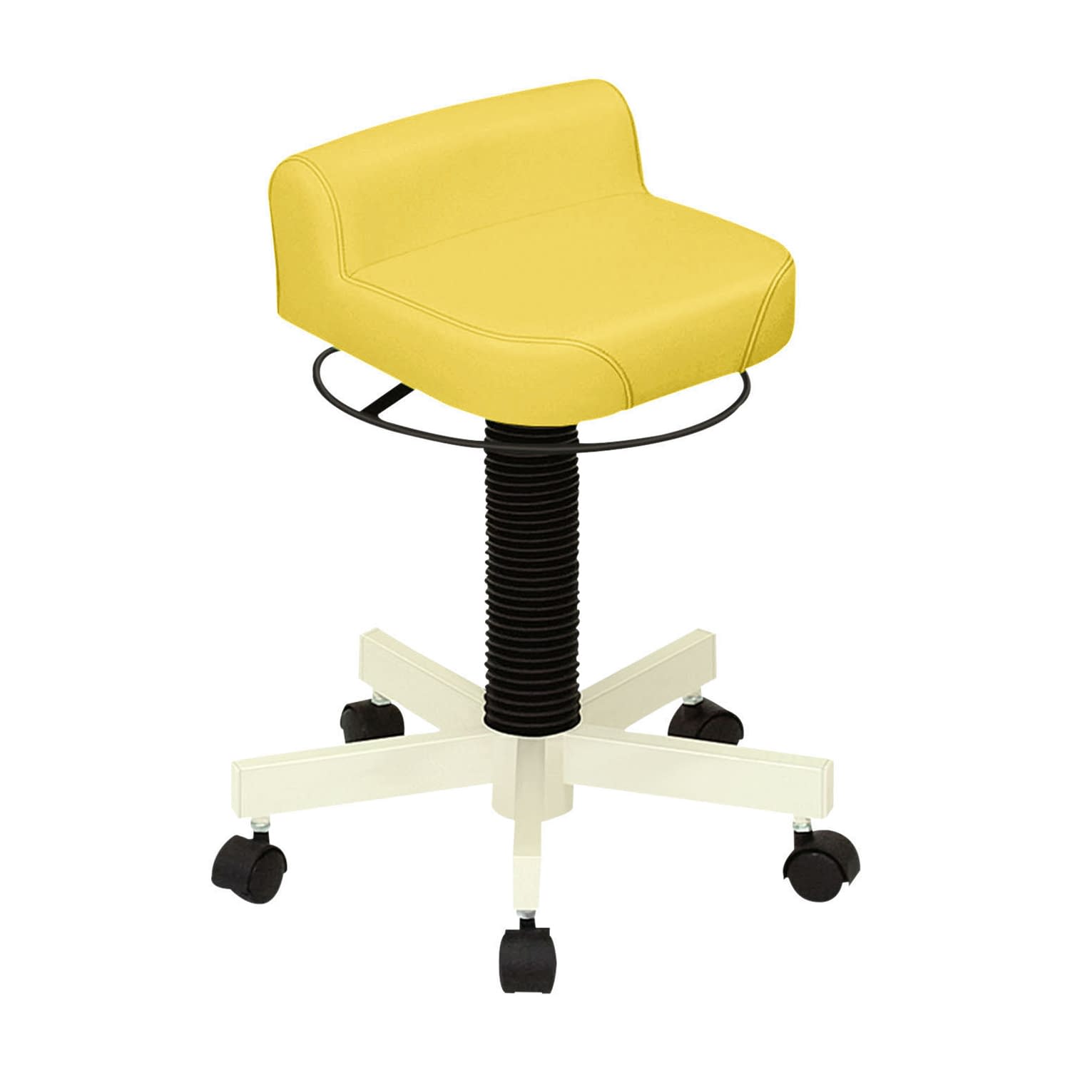 クランケチェア(キャスター付) 24-3212-0008 ビニルレザーイエロー 高田ベッド製作所 TB-1113-01