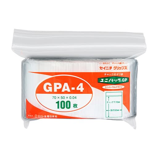 (24-2880-00)ユニパックＧＰ GPA-4(70X50MM)100ﾏｲ ﾕﾆﾊﾟｯｸGP【1袋単位】【2019年カタログ商品】