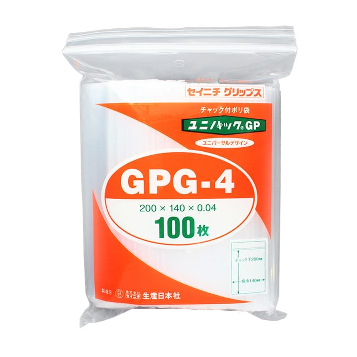 (24-2880-06)ユニパックＧＰ GPG-4(200X140MM)100 ﾕﾆﾊﾟｯｸGP【1袋単位】【2019年カタログ商品】
