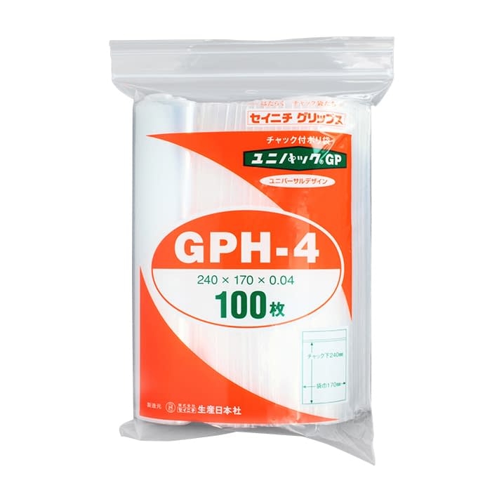 (24-2880-07)ユニパックＧＰ GPH-4(240X170MM)100 ﾕﾆﾊﾟｯｸGP【1袋単位】【2019年カタログ商品】