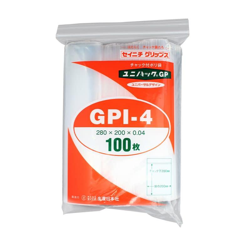 (24-2880-08)ユニパックＧＰ GPI-4(280X200MM)100 ﾕﾆﾊﾟｯｸGP【1袋単位】【2019年カタログ商品】