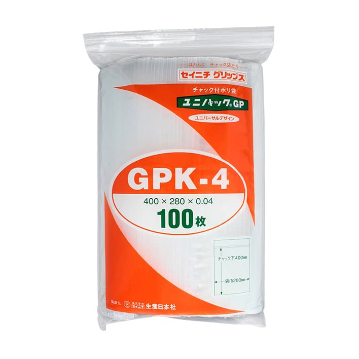 (24-2880-10)ユニパックＧＰ GPK-4(400X280MM)100 ﾕﾆﾊﾟｯｸGP【1袋単位】【2019年カタログ商品】