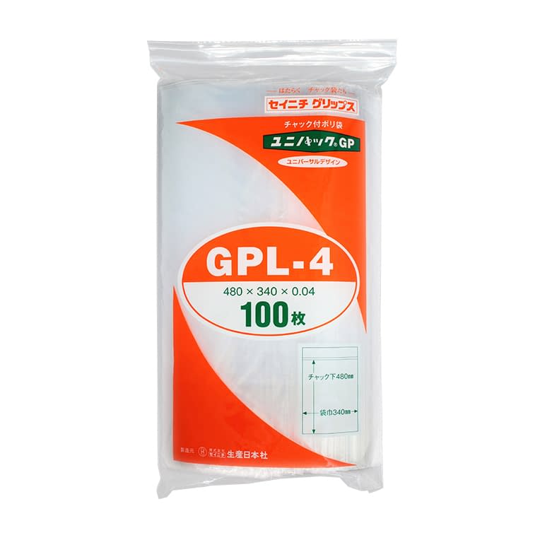 (24-2880-11)ユニパックＧＰ GPL-4(480X340MM)100 ﾕﾆﾊﾟｯｸGP【1袋単位】【2019年カタログ商品】