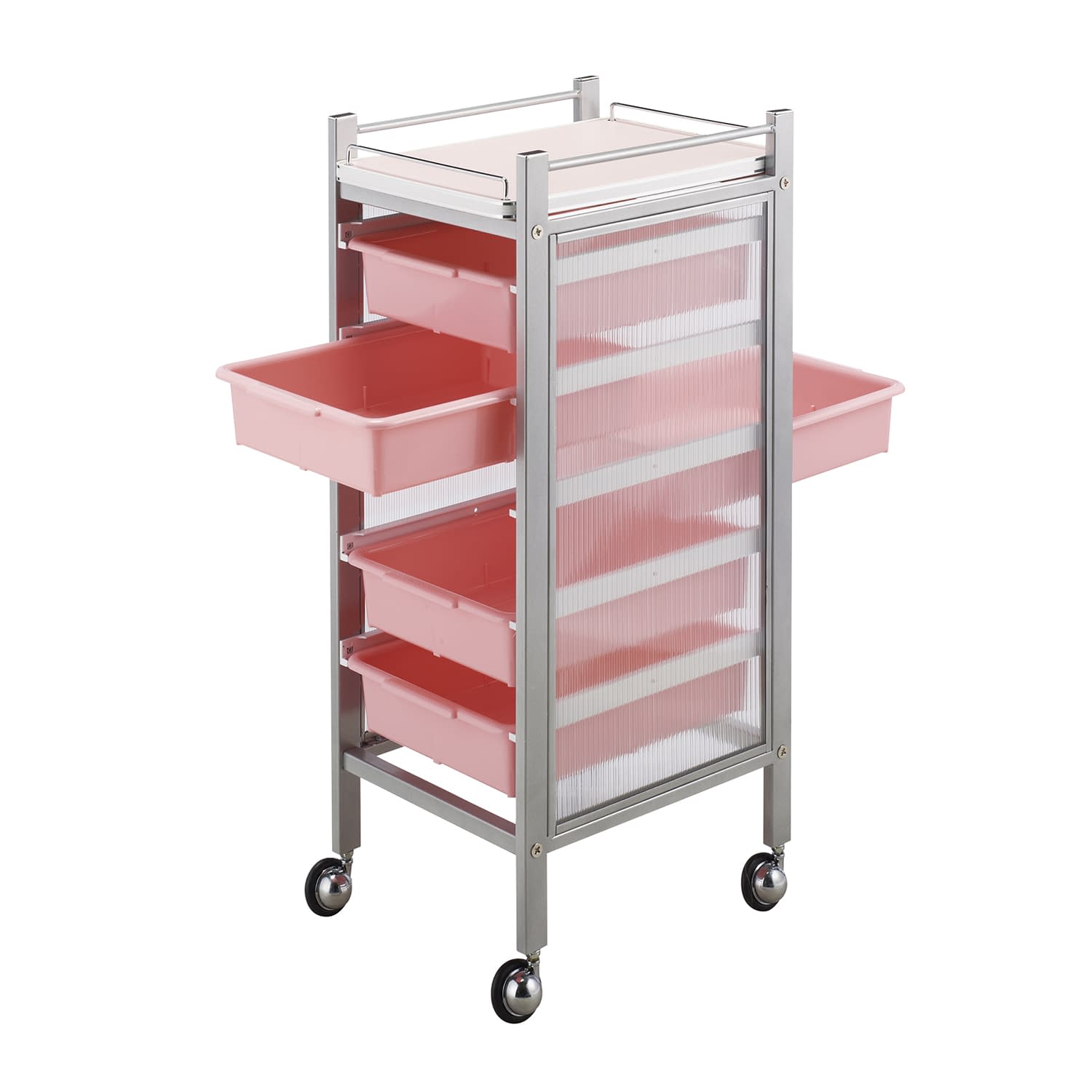 カラーアプリワゴン(収納タイプ) カート(回診車) 24-3370-0004 ピンク MATSUYOSHI SN-AP009