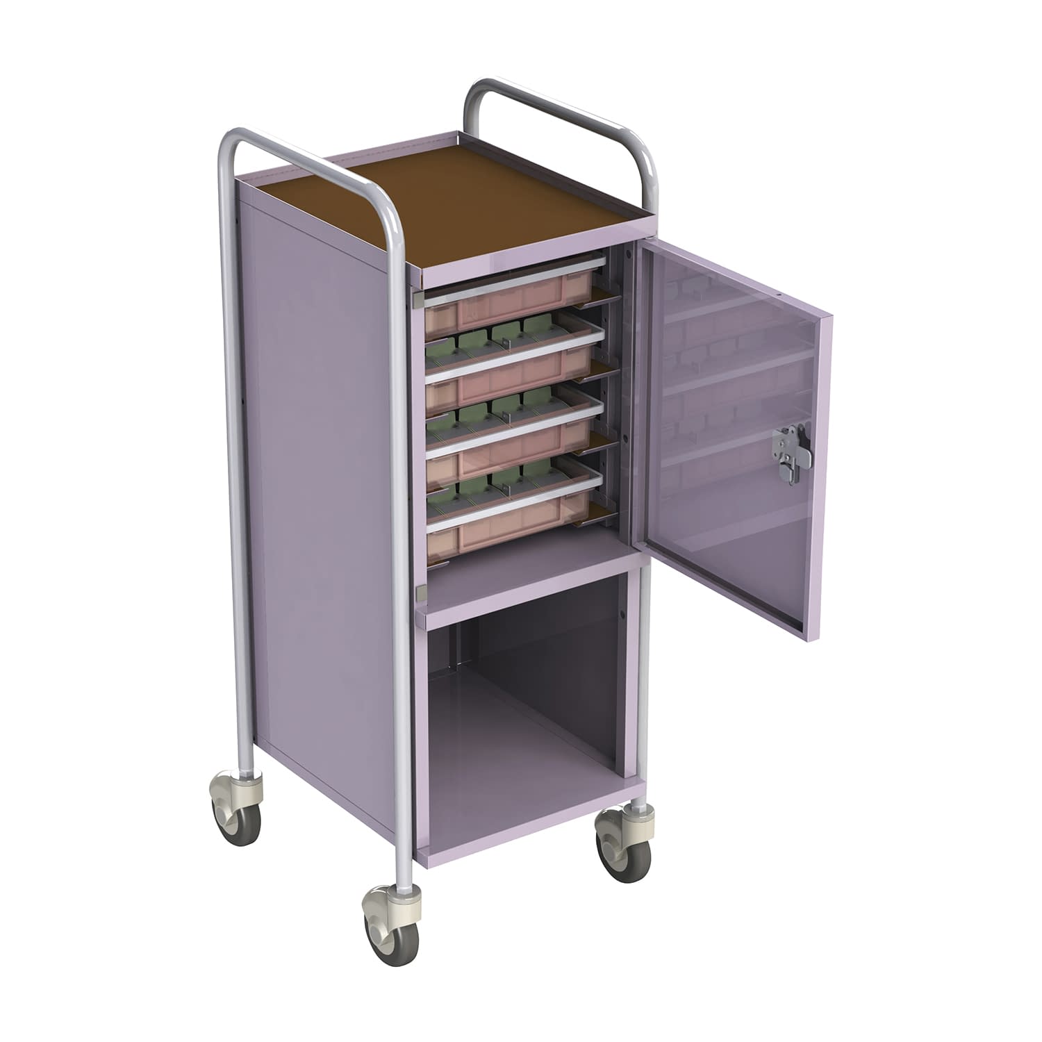 投薬カート(半扉・4段) 半扉・4段タイプ 24-3560-00 山崎産業 YM-41L-ID(H-4)