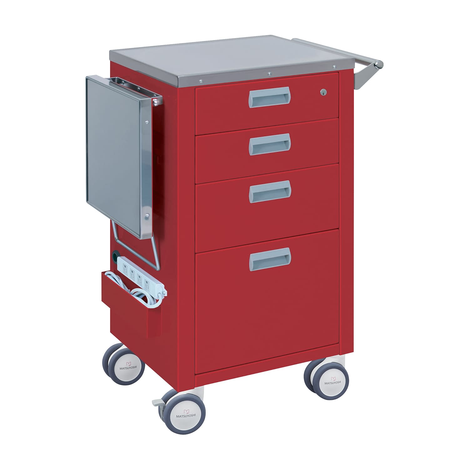 マツヨシ救急カート コンパクトタイプ エマージェンシーカート 24-3320-00 MATSUYOSHI MY-4650R(レッド)