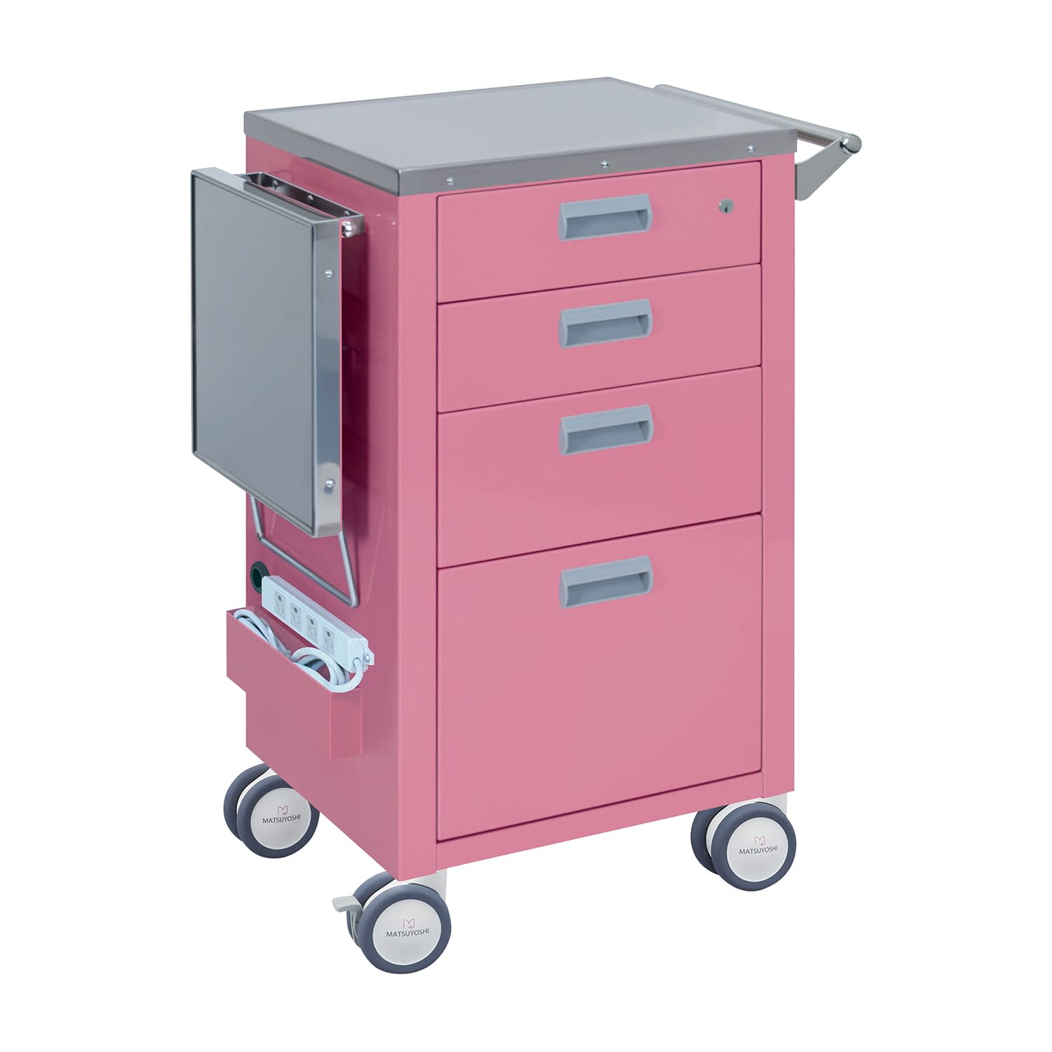 マツヨシ救急カート コンパクトタイプ エマージェンシーカート 24-3320-01 MATSUYOSHI MY-4650P(ピンク)