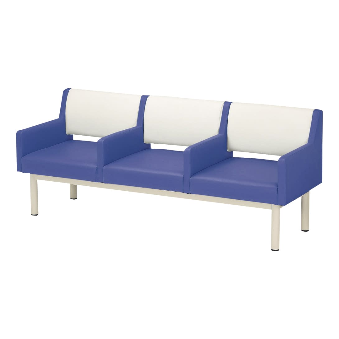 ロビーチェア(中間肘付) 24-3836-0012 コバルトブルー ニシキ工業 MZN-30C(1800X600X730