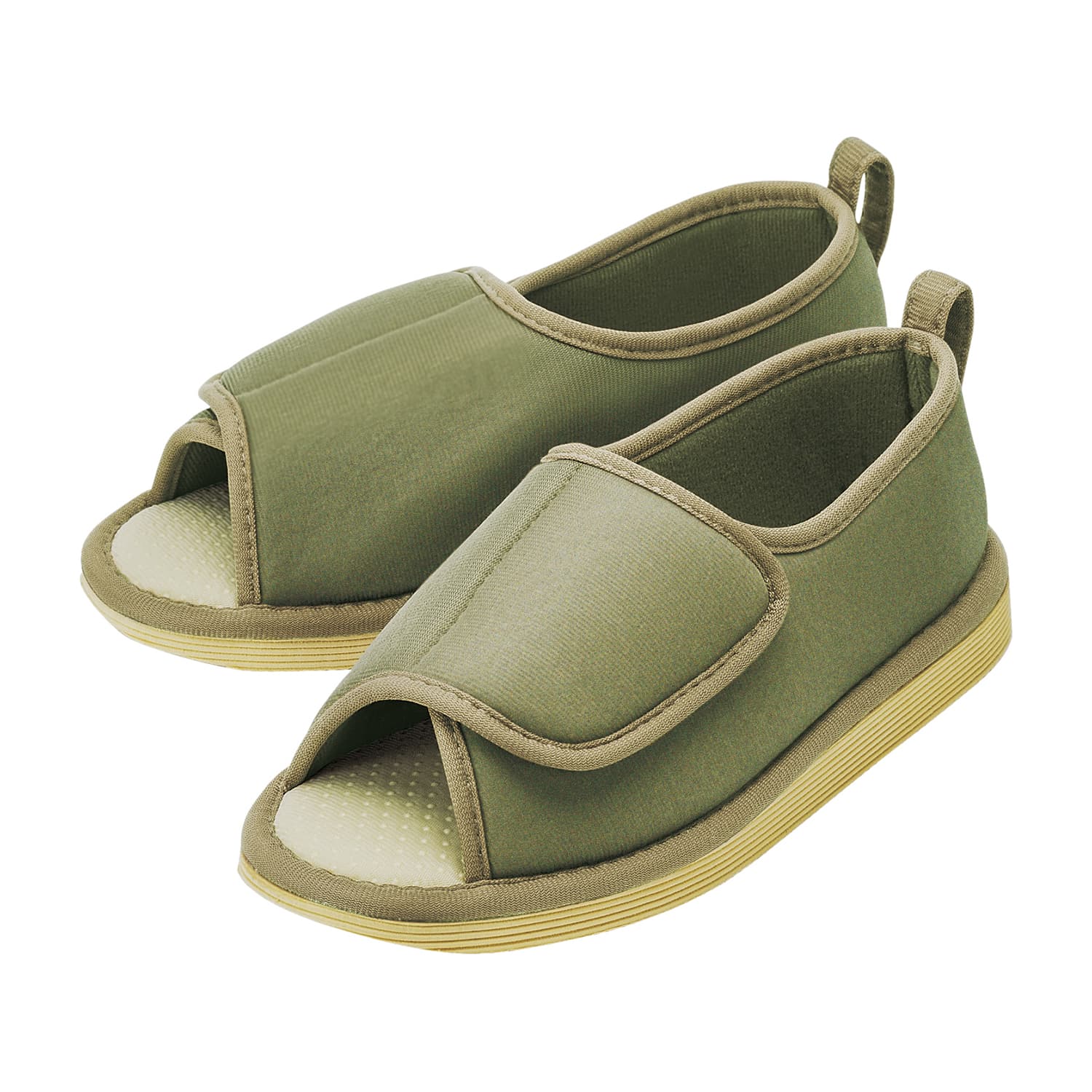 転倒予防シューズ(つま先なし) 24-4012-0102 うぐいす 竹虎 M(22.5-23.5CM)