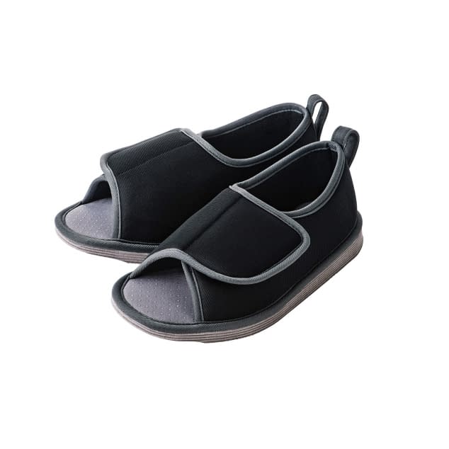 転倒予防シューズ(つま先なし) 24-4012-0204 ブラック 竹虎 L(24.0-25.0CM)