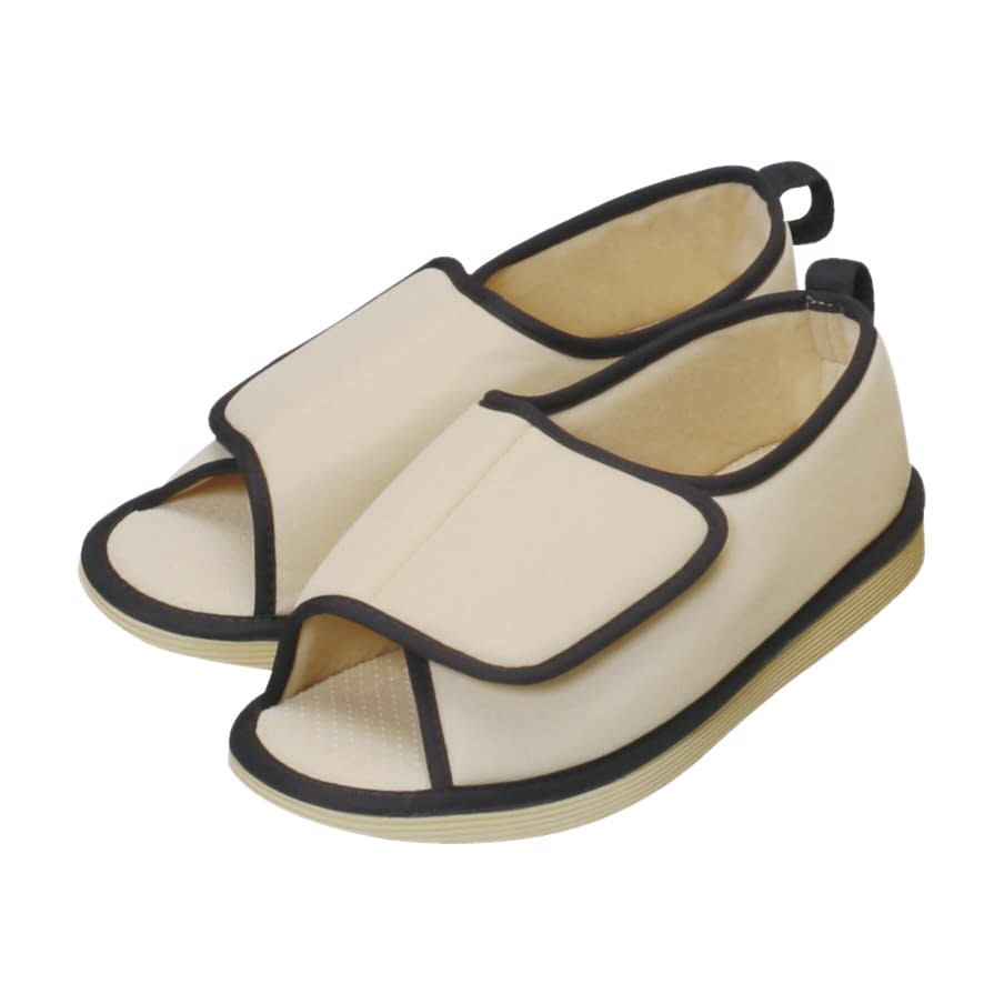 転倒予防シューズ(つま先なし) 24-4012-0403 ベージュ 竹虎 3L(27.0-28.0CM)