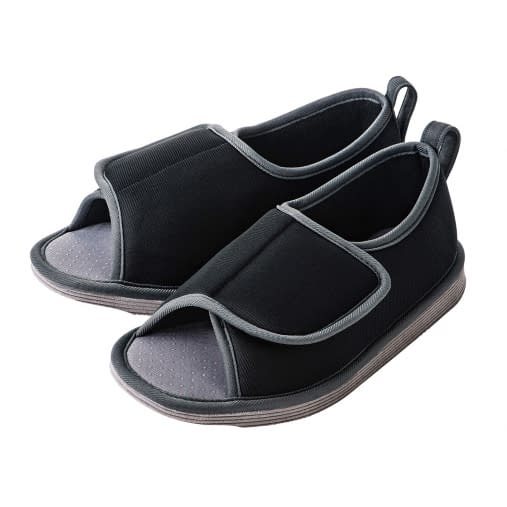 転倒予防シューズ(つま先なし) 24-4012-0404 ブラック 竹虎 3L(27.0-28.0CM)