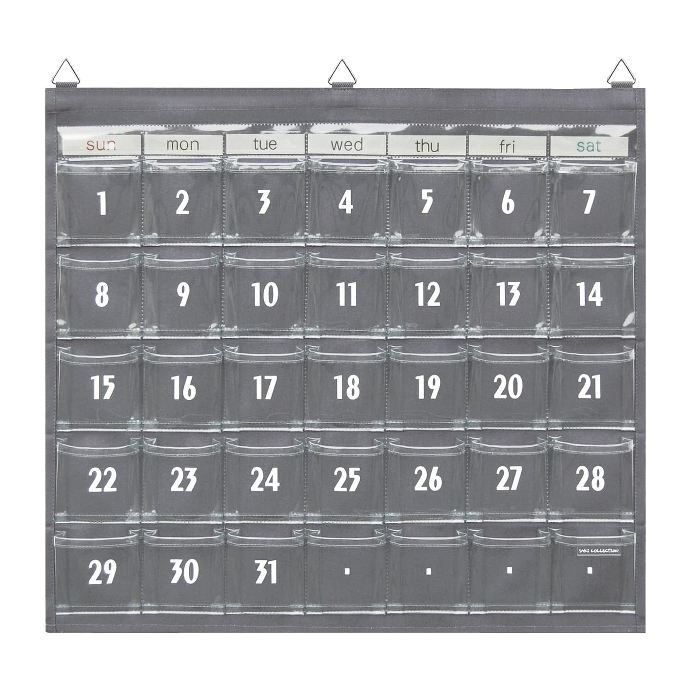 (23-7916-01)ウォールポケット（帆布×クリアー） W-419(ｸﾞﾚｰ) ｳｫｰﾙﾎﾟｹｯﾄ【1枚単位】【2019年カタログ商品】