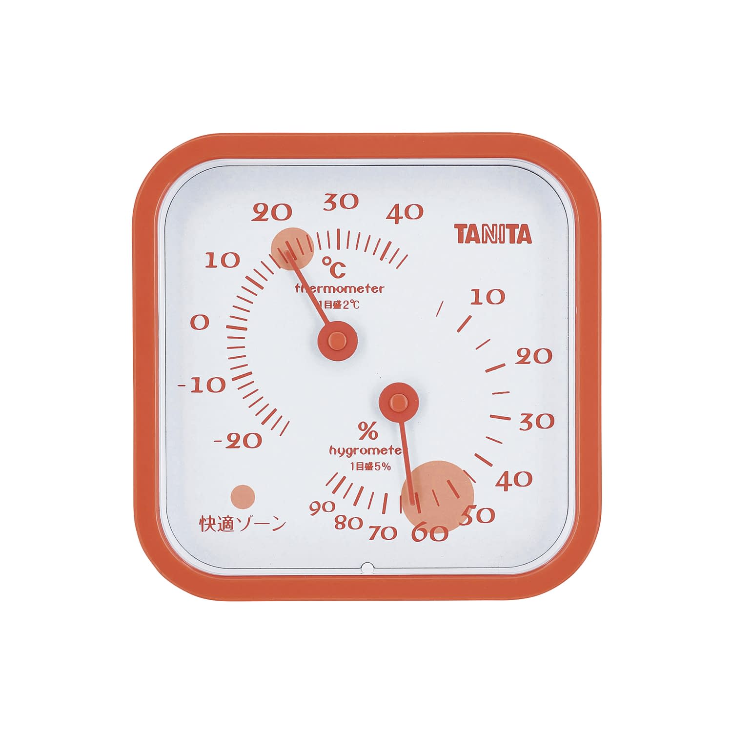 (24-3912-01)温湿度計 TT-557-OR(ｵﾚﾝｼﾞ) ｵﾝｼﾂﾄﾞｹｲ(タニタ)【1個単位】【2019年カタログ商品】