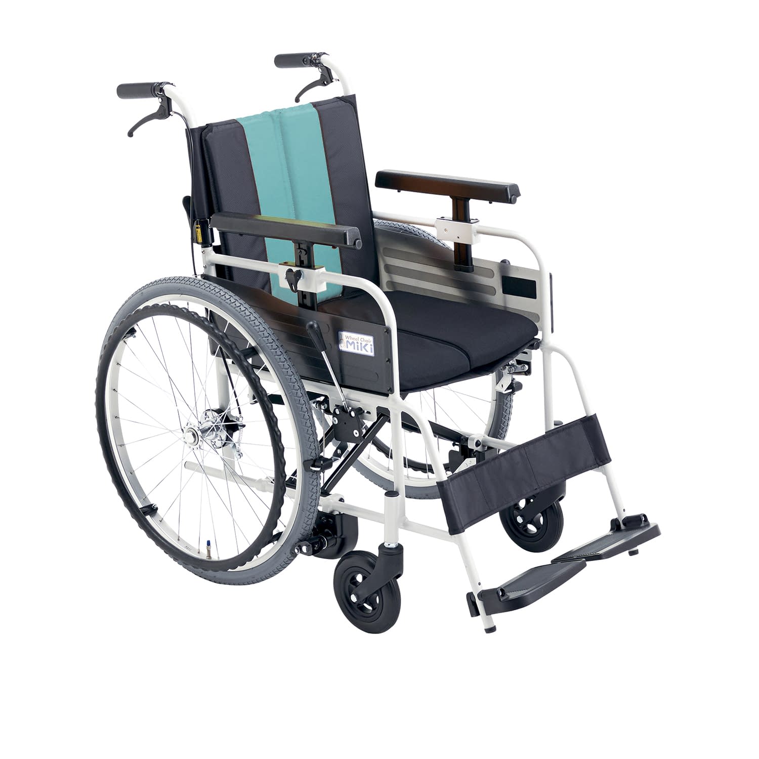 自動ブレーキ付車いす とまっティー 背折れ 車椅子 24-3999-0002 エメラルド(S4＃74) とまっティ MBY-47B