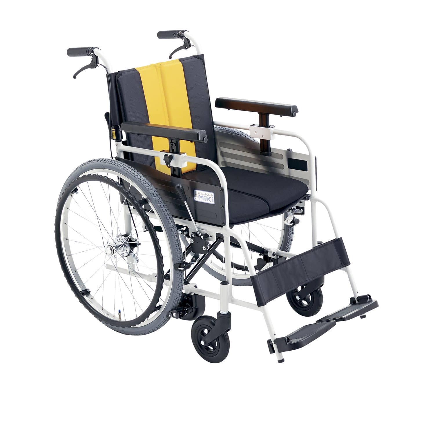 自動ブレーキ付車いす とまっティー 背折れ 車椅子 24-3999-0003 イエロー(S4＃75) とまっティ MBY-47B