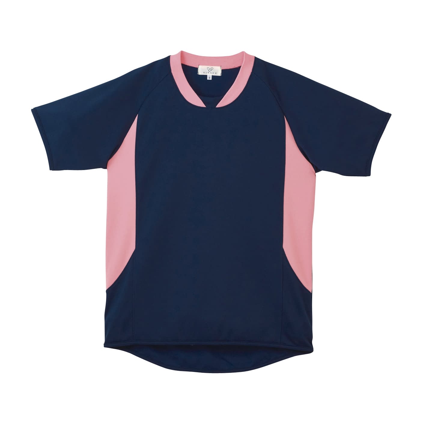 キラク 入浴介助用シャツ(男女兼用) S 入浴介助ウェア 24-4020-0106 ネイビー×ピーチ(＃90) キラク CR108(S)