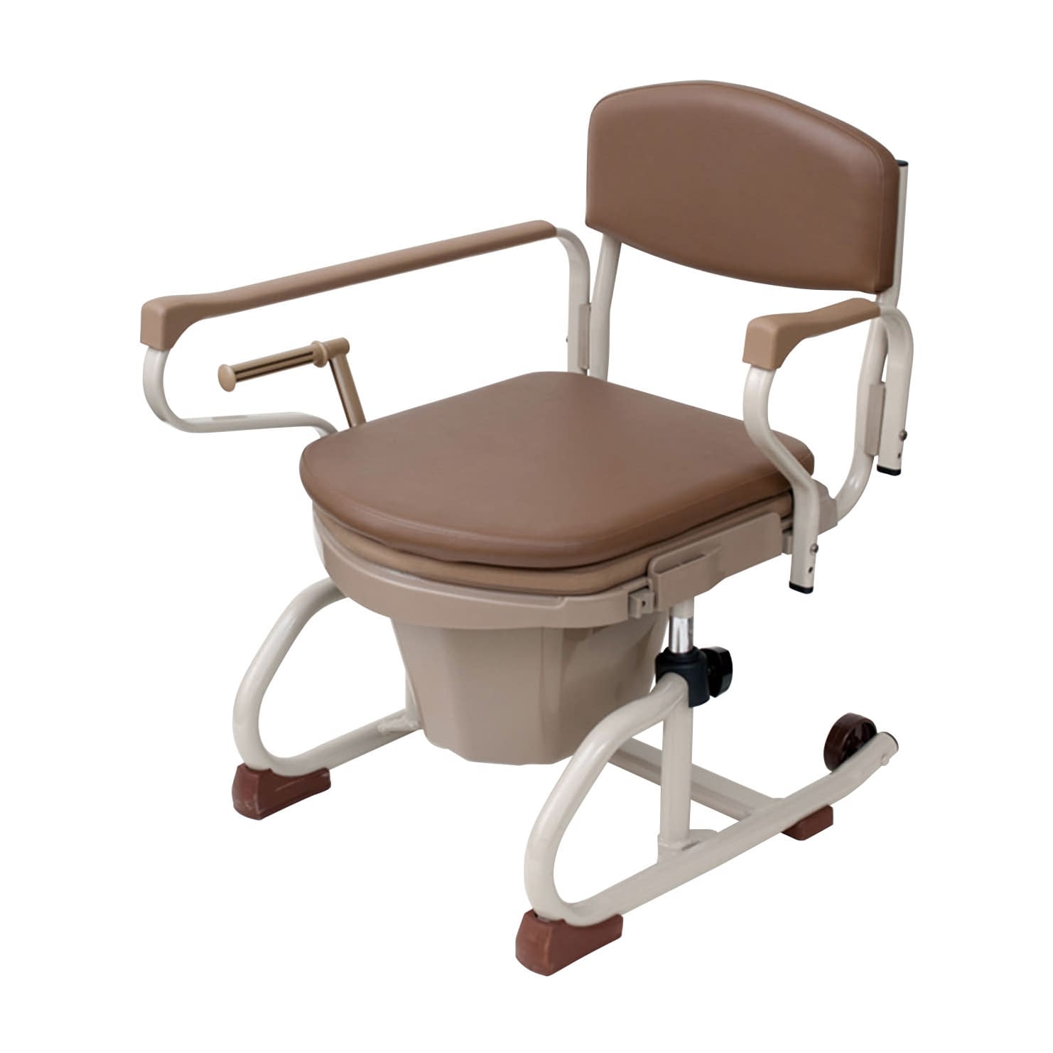 ナーセントトイレ(スチール製丸型) ポータブルトイレ 20-5991-0101 長短取っ手型 ナーセントトイレ ブラウン