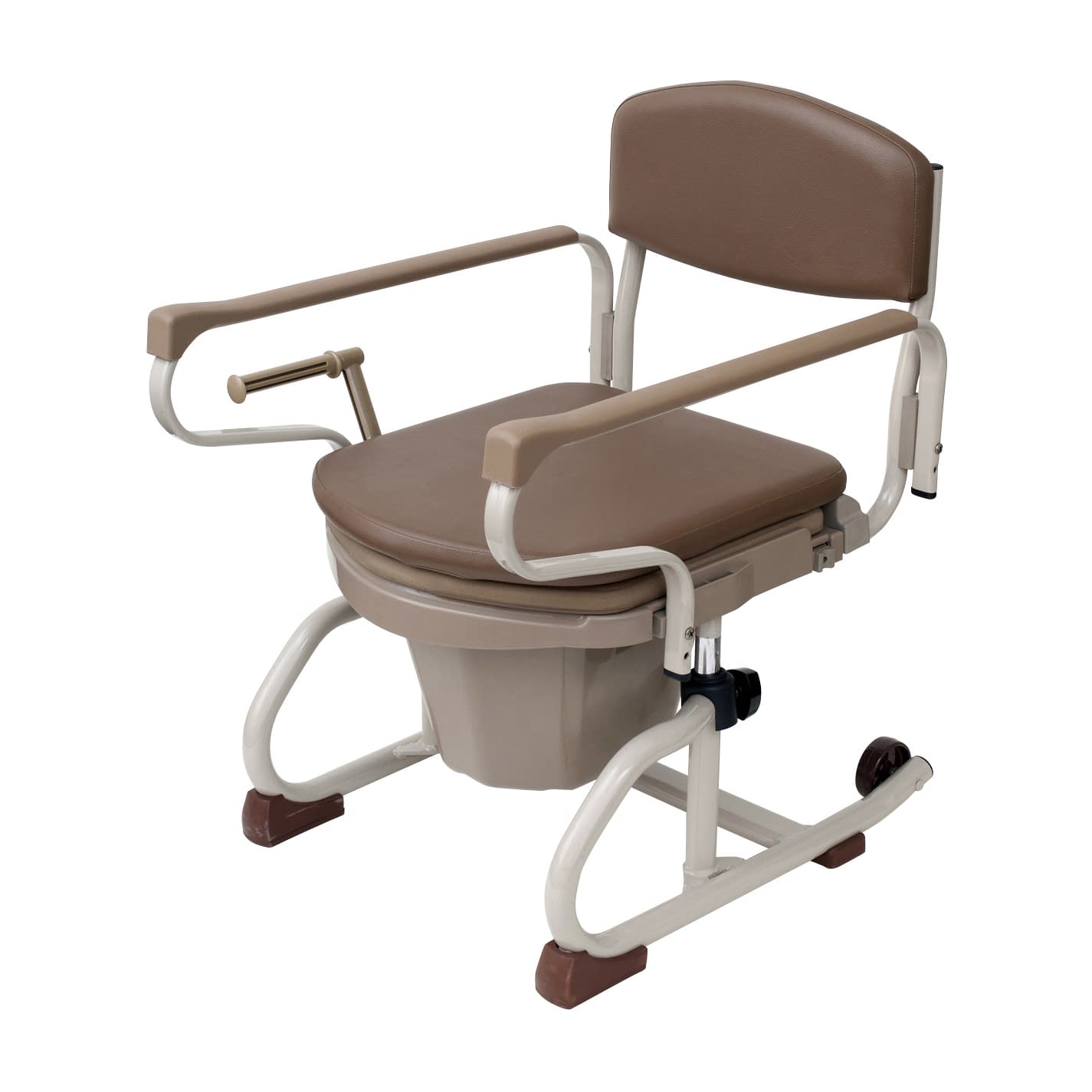 ナーセントトイレ(スチール製丸型) ポータブルトイレ 20-5991-0102 両長取っ手型 ナーセントトイレ ブラウン