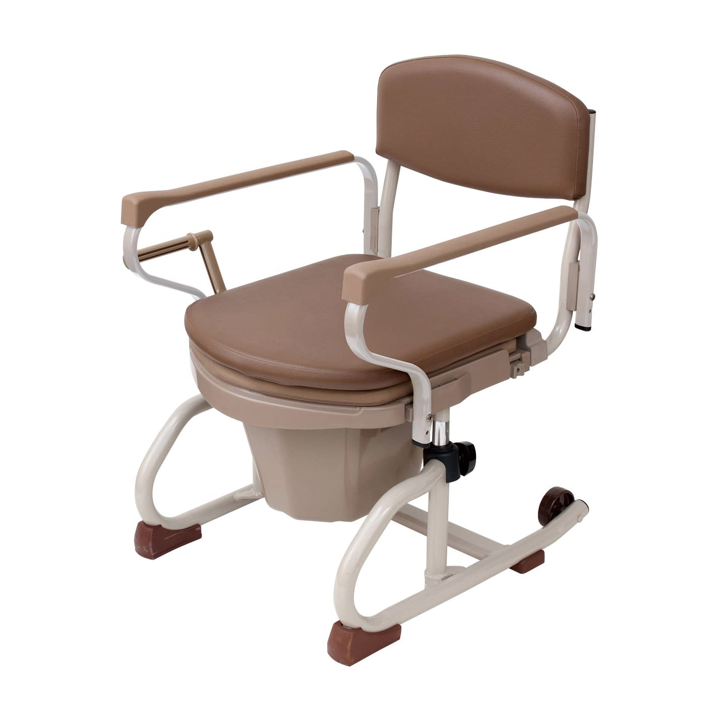 ナーセントトイレ(スチール製丸型) ポータブルトイレ 20-5991-0103 両中取っ手型 ナーセントトイレ ブラウン