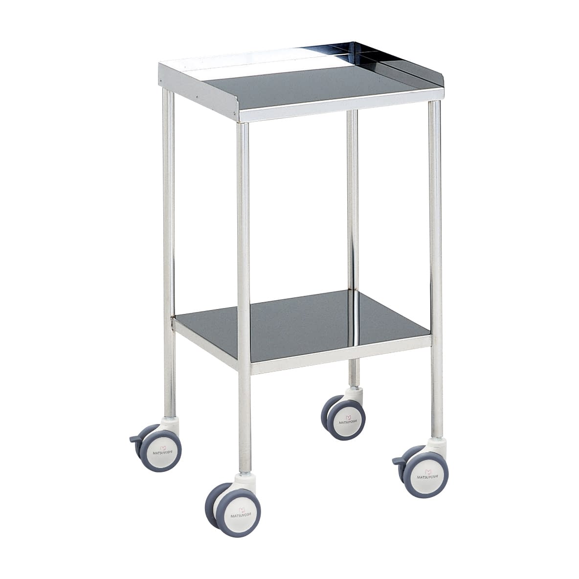 器械台 三方板手摺付(φ75mm静音 カート(器械台) 01-2270-10 MATSUYOSHI MY-1008B(450X370X830