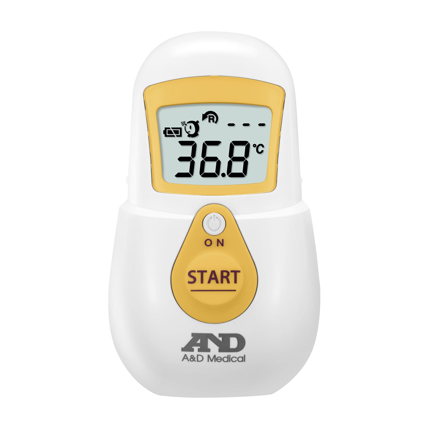 非接触体温計 でこピッと 24-4180-01 エー・アンド・デイ UTR-701A-JC1(イエロー)