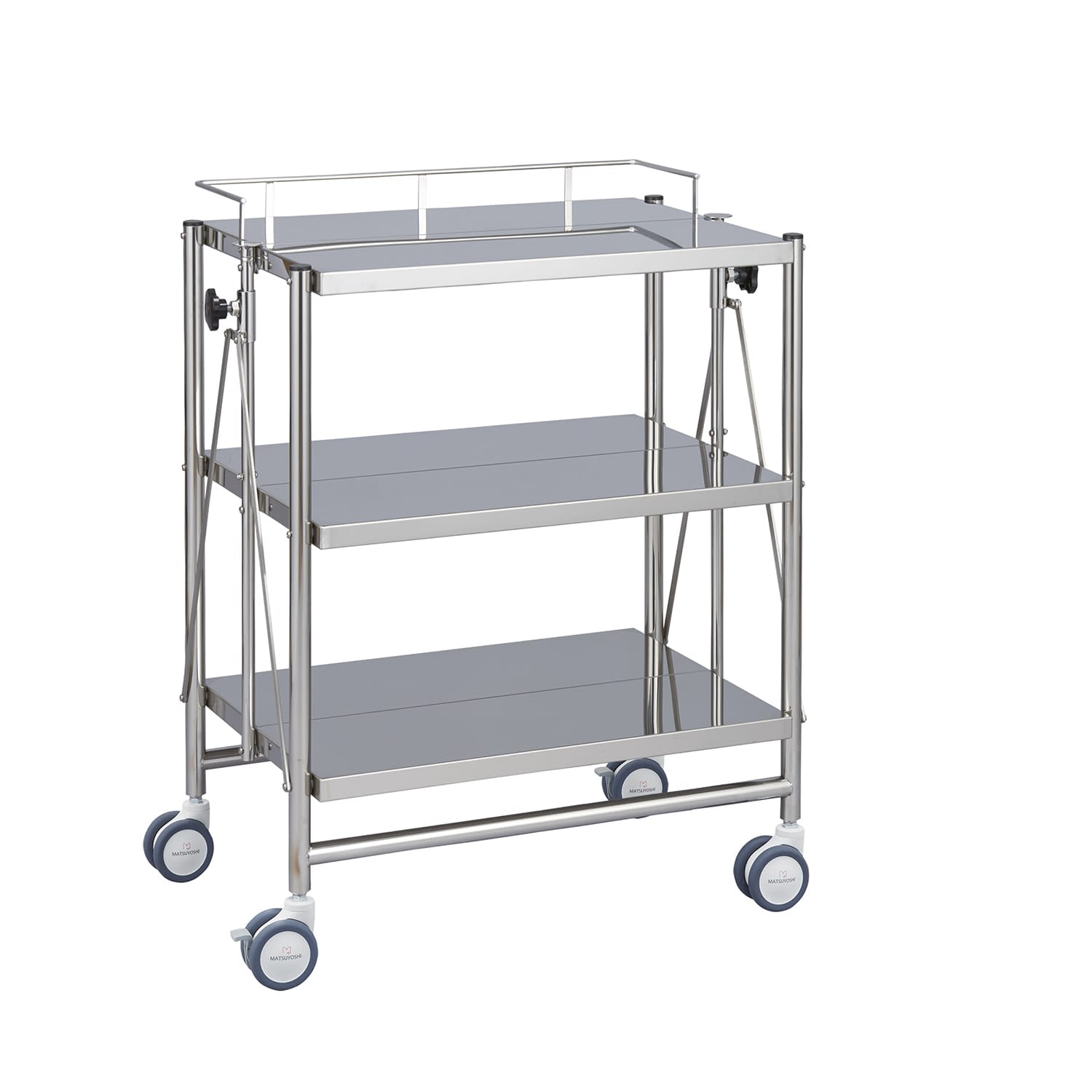 折りたたみ式器械台(自立3段手摺付) カート(折りたたみ) 24-5065-00 MATSUYOSHI MY-1586(600X450X800)