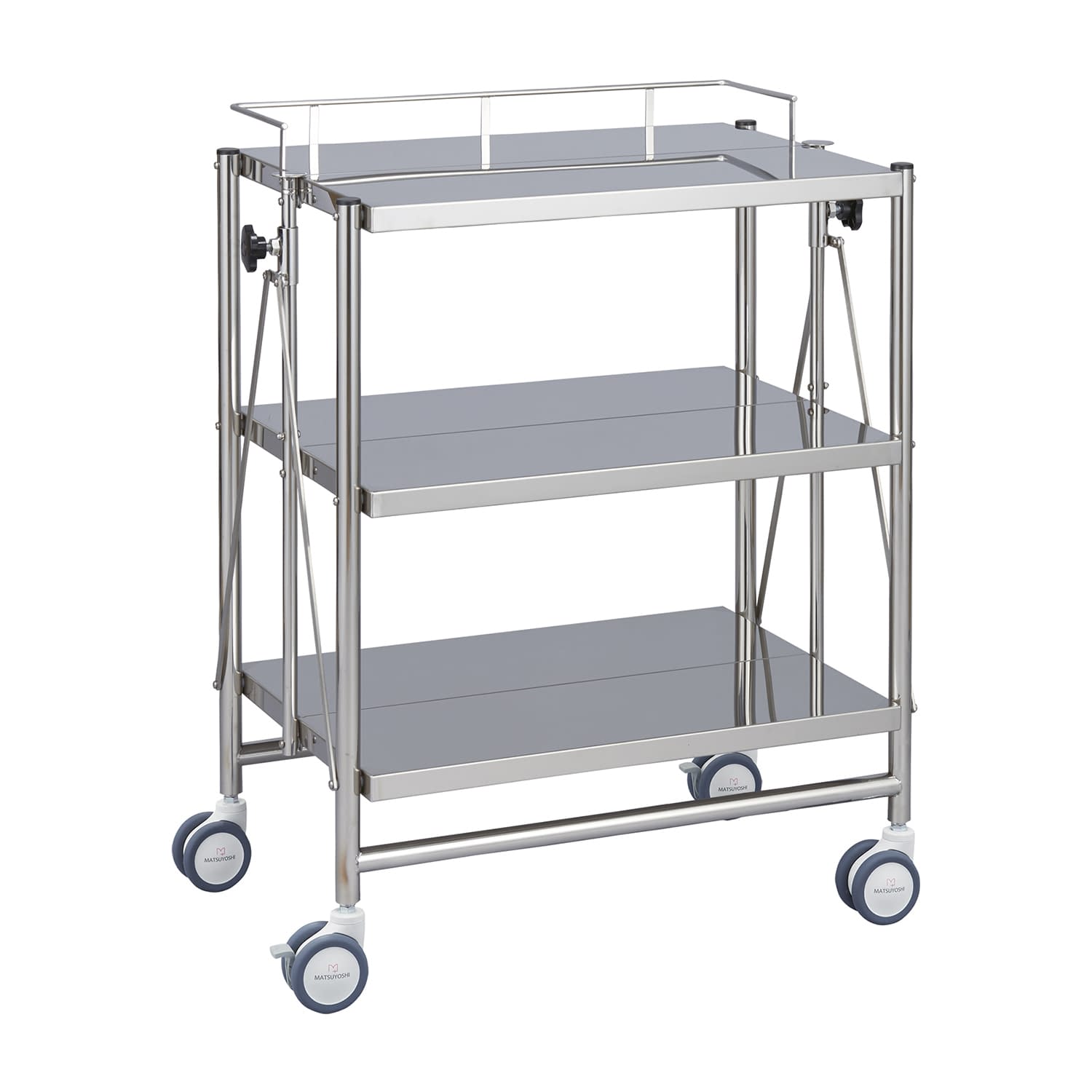 折りたたみ式器械台(自立3段手摺付) カート(折りたたみ) 24-5065-01 MATSUYOSHI MY-1587(750X450X800)