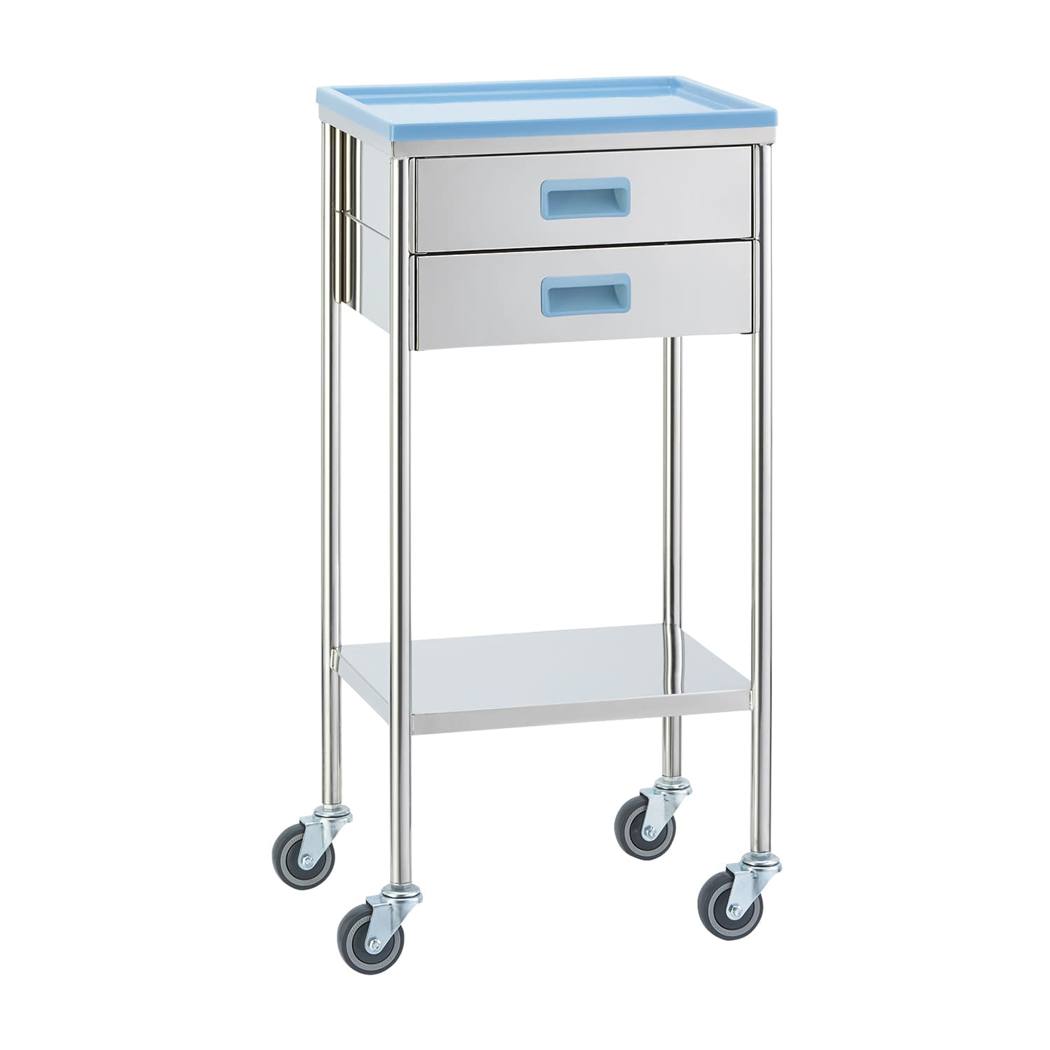 ナースワゴン(引出2コ付) カート(回診車) 24-5342-01 MATSUYOSHI YL-FW6B(ブルー)