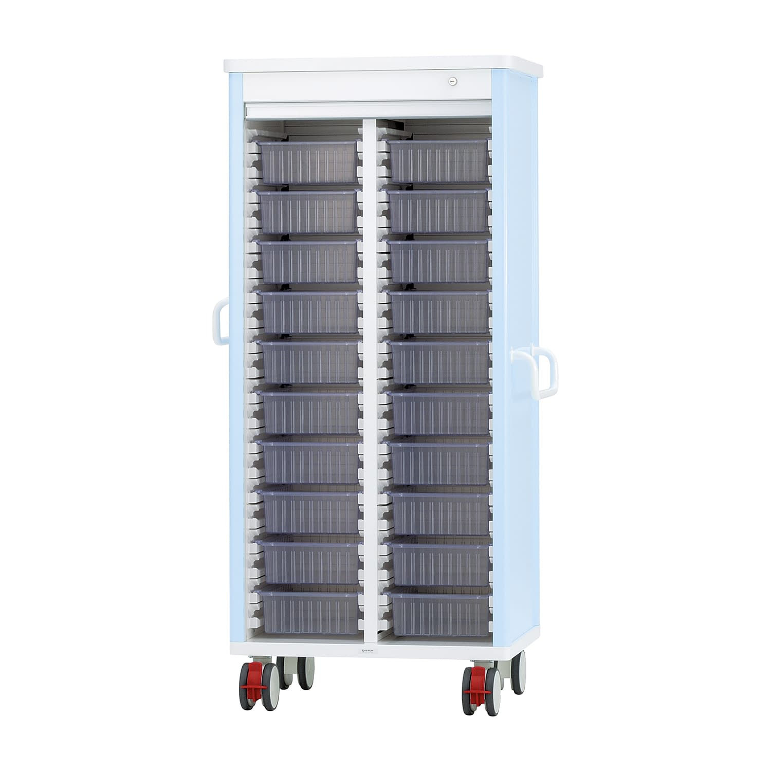 ミキシングカート(20床用)鍵付 麻酔カート 24-5215-0001 透明 ケルン KC-102-01(ライトブルー)