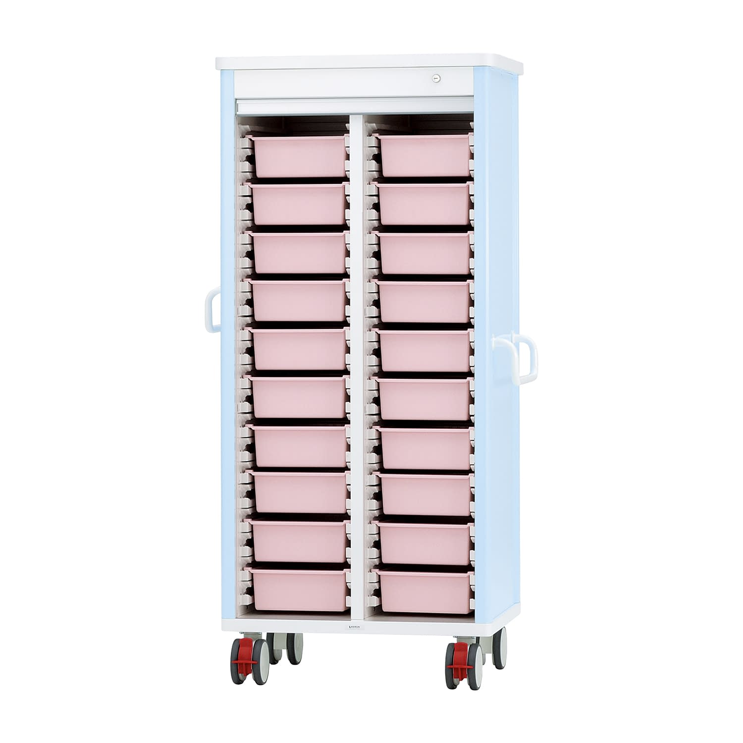 ミキシングカート(20床用)鍵付 麻酔カート 24-5215-0002 ピンク ケルン KC-102-01(ライトブルー)