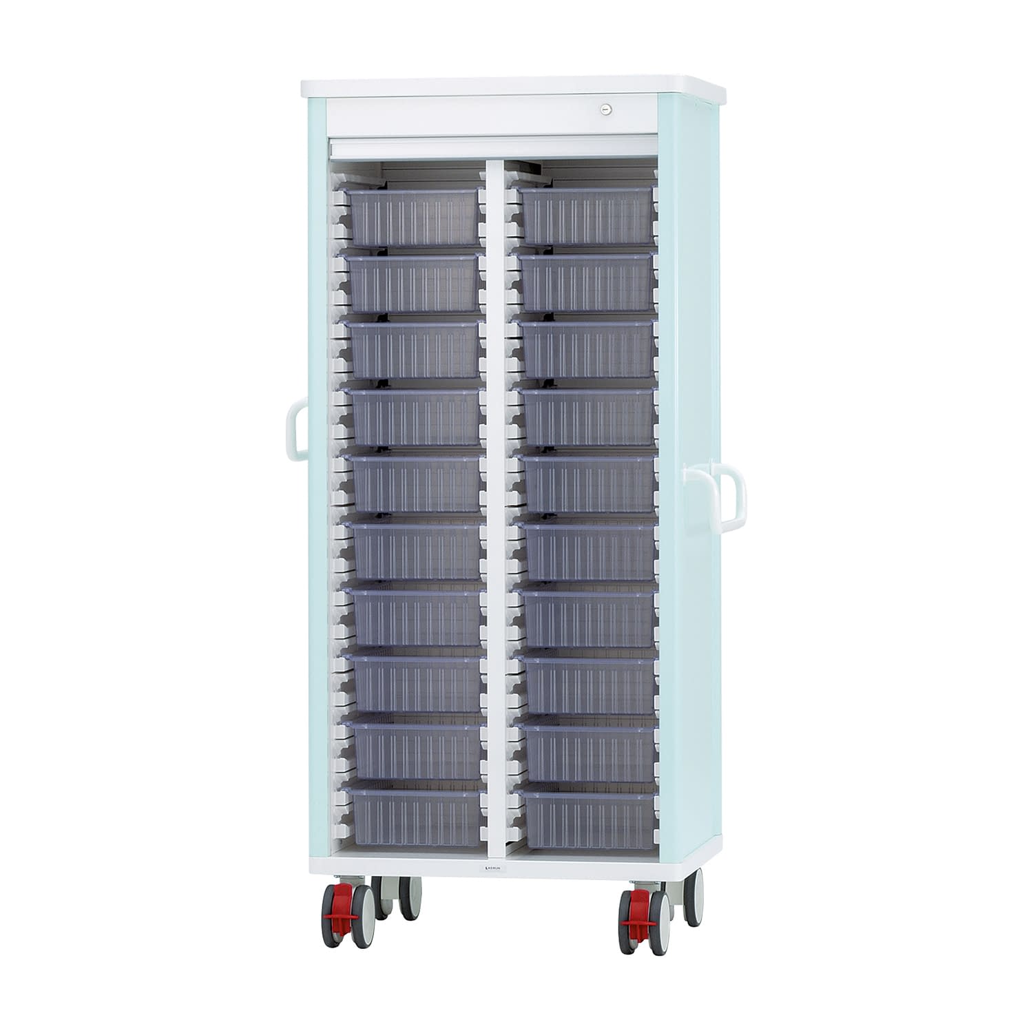 ミキシングカート(20床用)鍵付 麻酔カート 24-5215-0101 透明 ケルン KC-102-02(ライトグリーン)