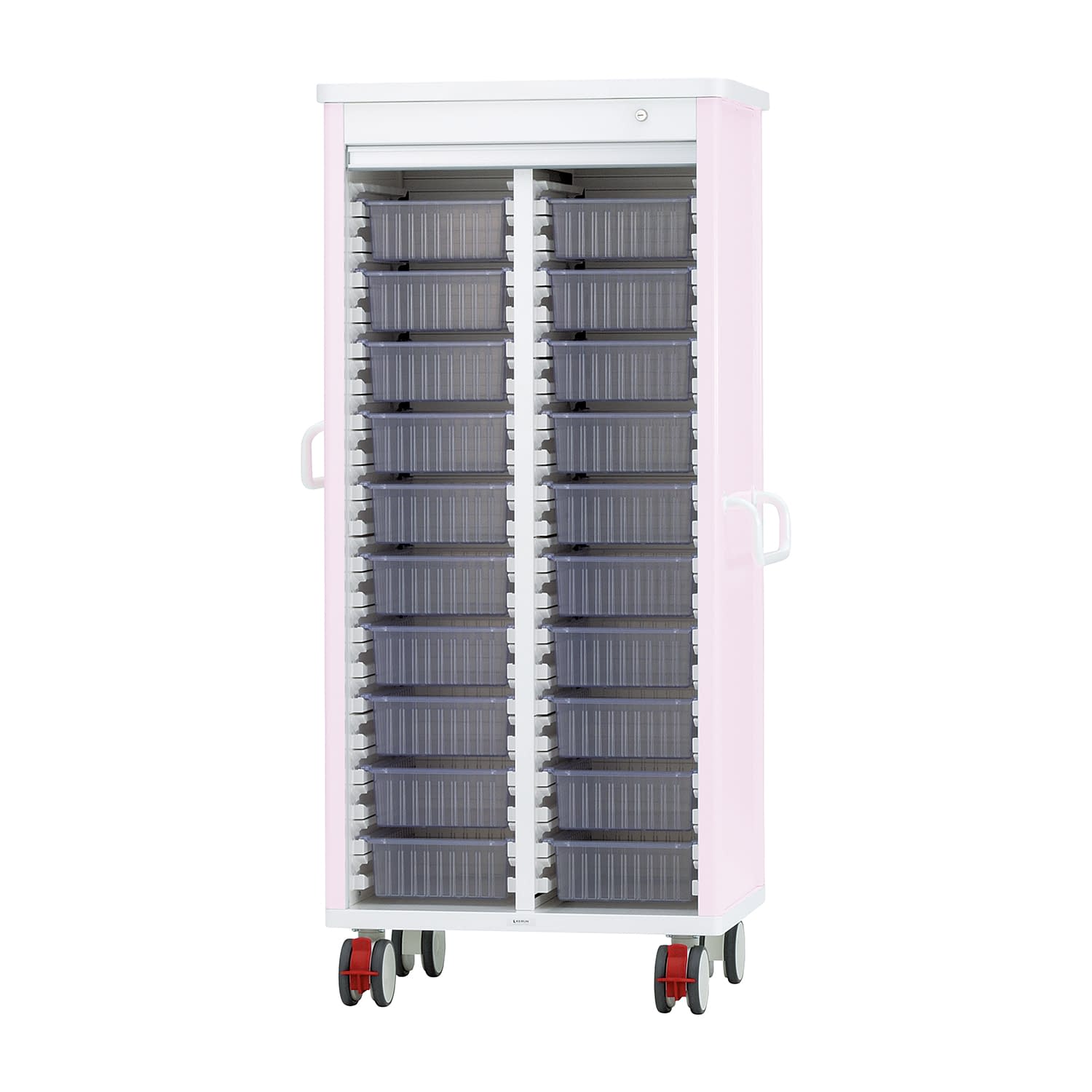 ミキシングカート(20床用)鍵付 麻酔カート 24-5215-0201 透明 ケルン KC-102-03(ピンク)