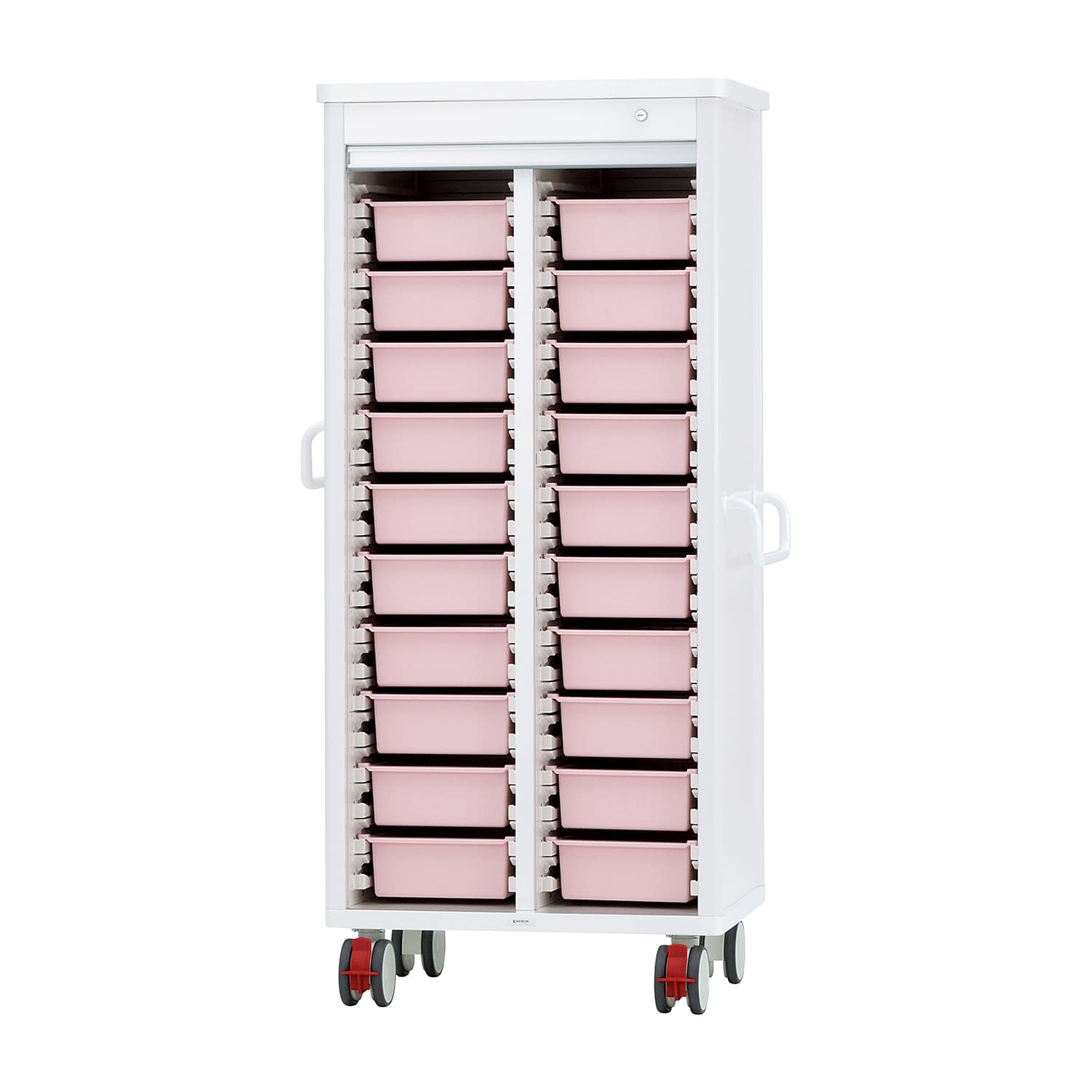 ミキシングカート(20床用)鍵付 麻酔カート 24-5215-0302 ピンク ケルン KC-102-04(ホワイト)